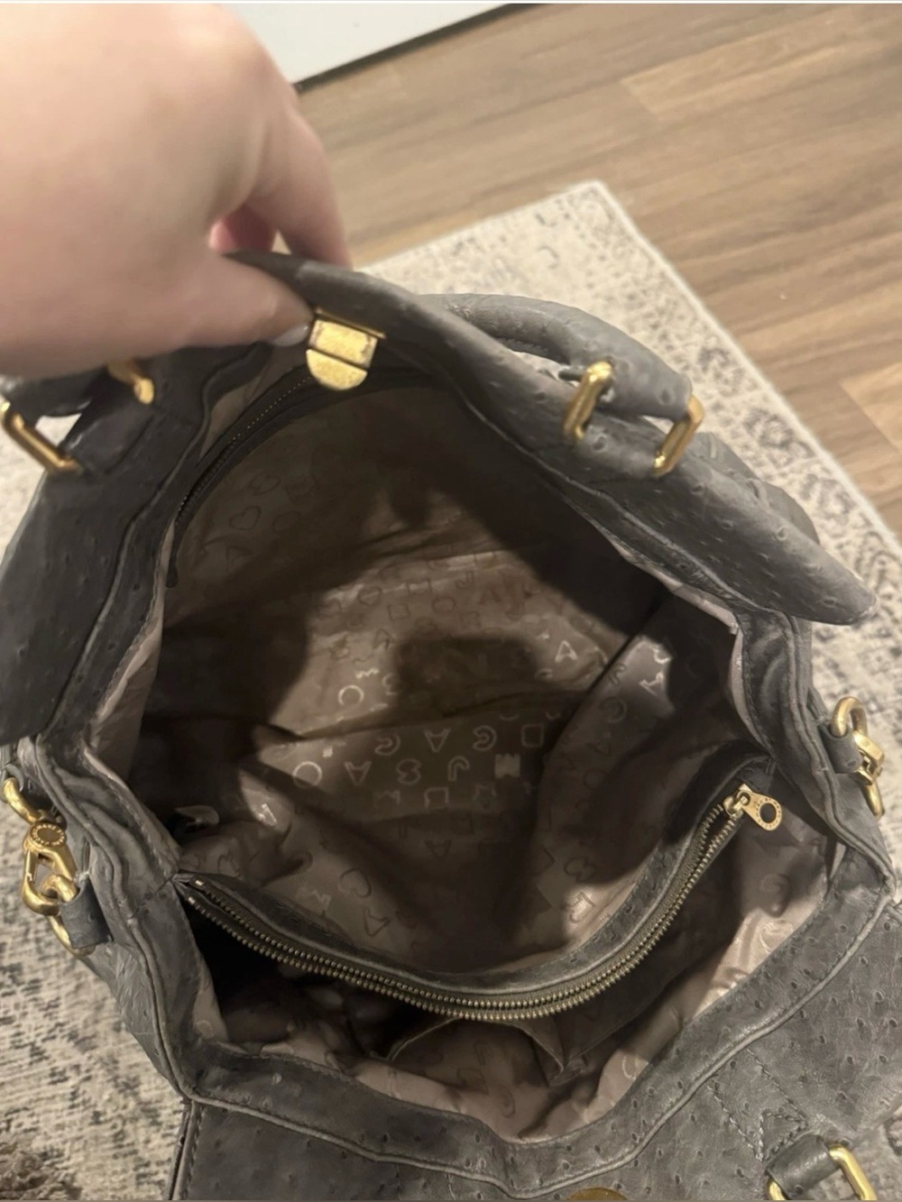 Marc By Marc Jacobs Gray Ostrich-Textured Tote - Picture 2 of 8
